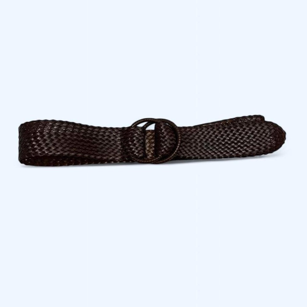 Brown woven wide leather waist belt - Picture 2 of 4